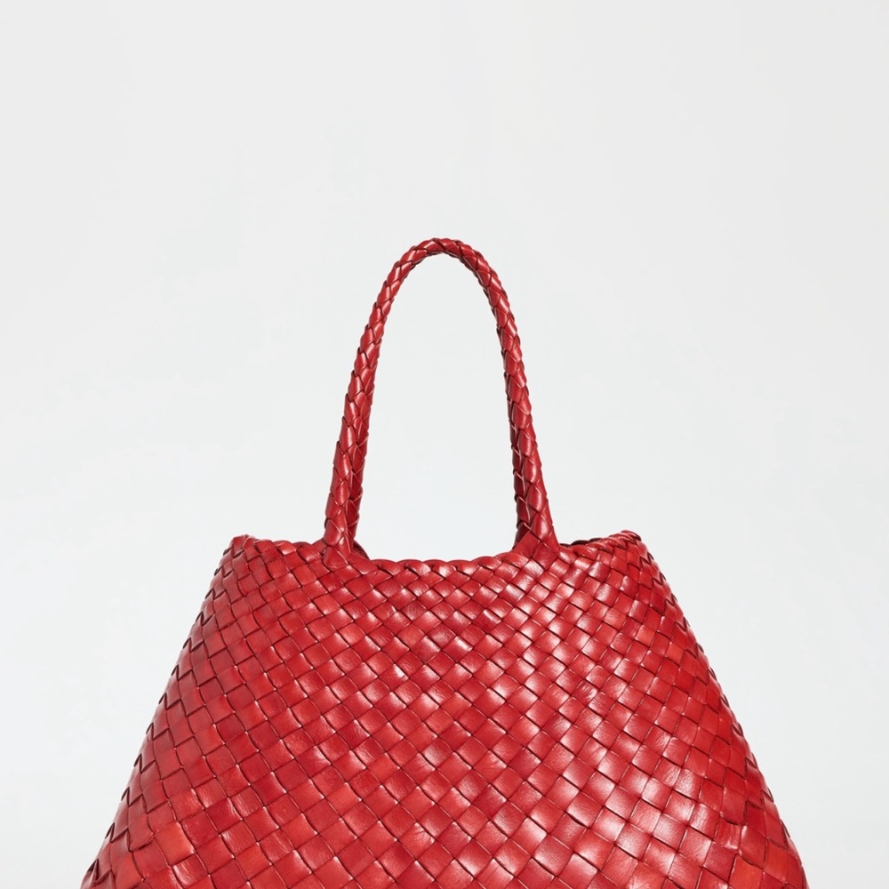 Dragon Diffusion Red Woven Leather Tote
